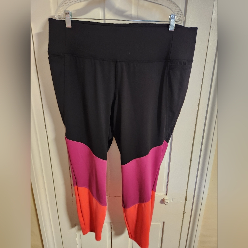 Livi Black, Pink, and Orange Colorblock Leggings 22/24